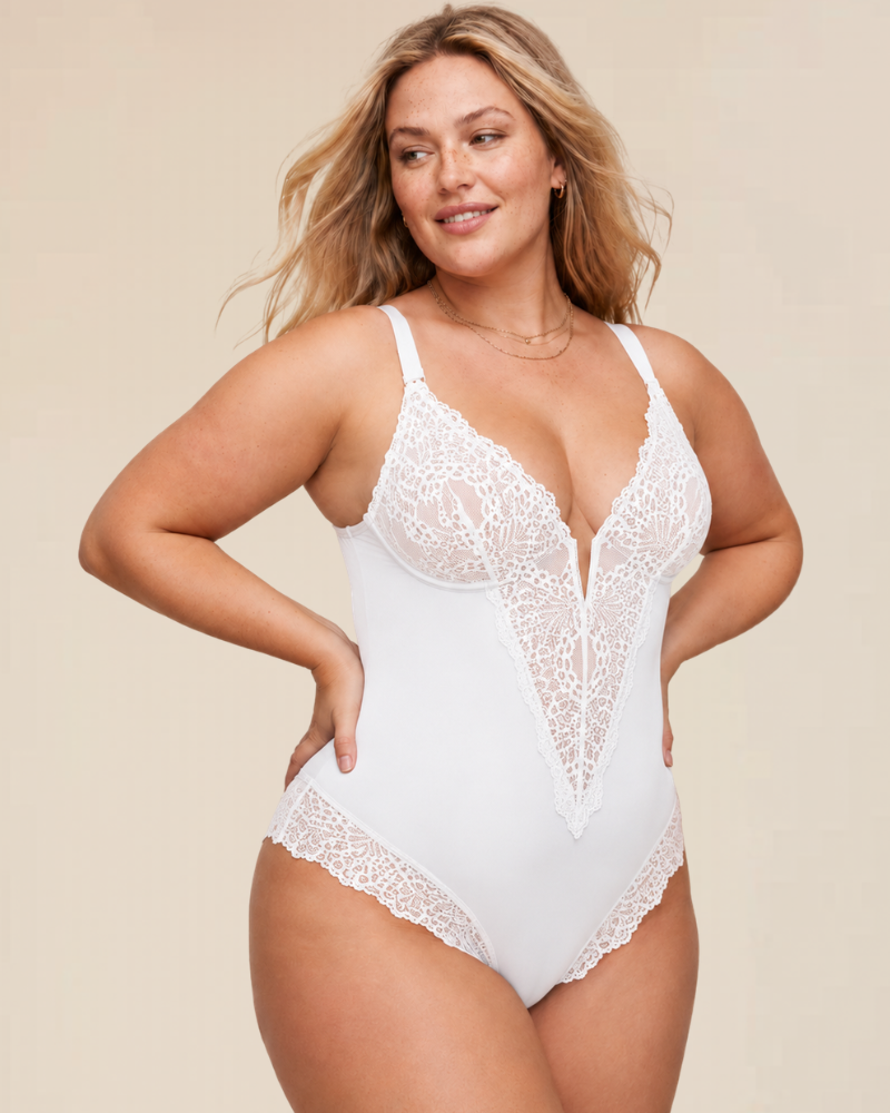 V-Neck Half Laced Bodysuit