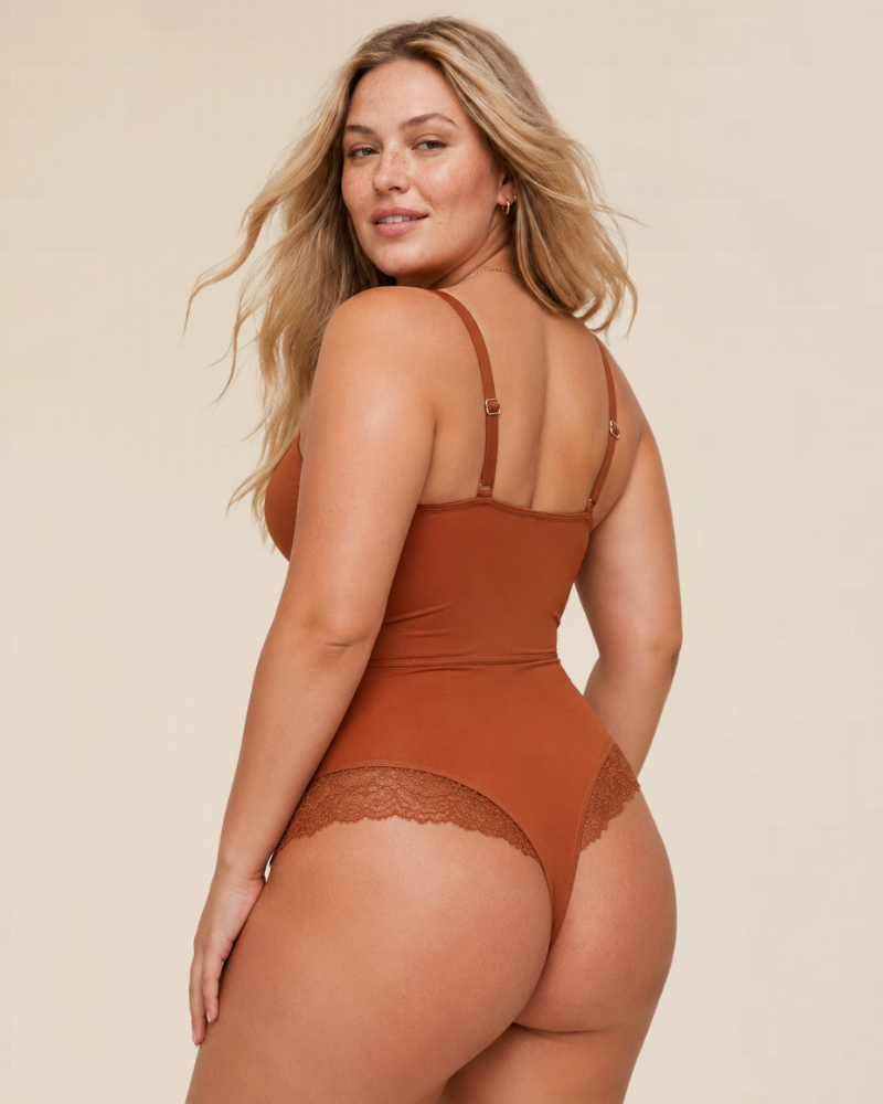 V-Neck Half Laced Bodysuit