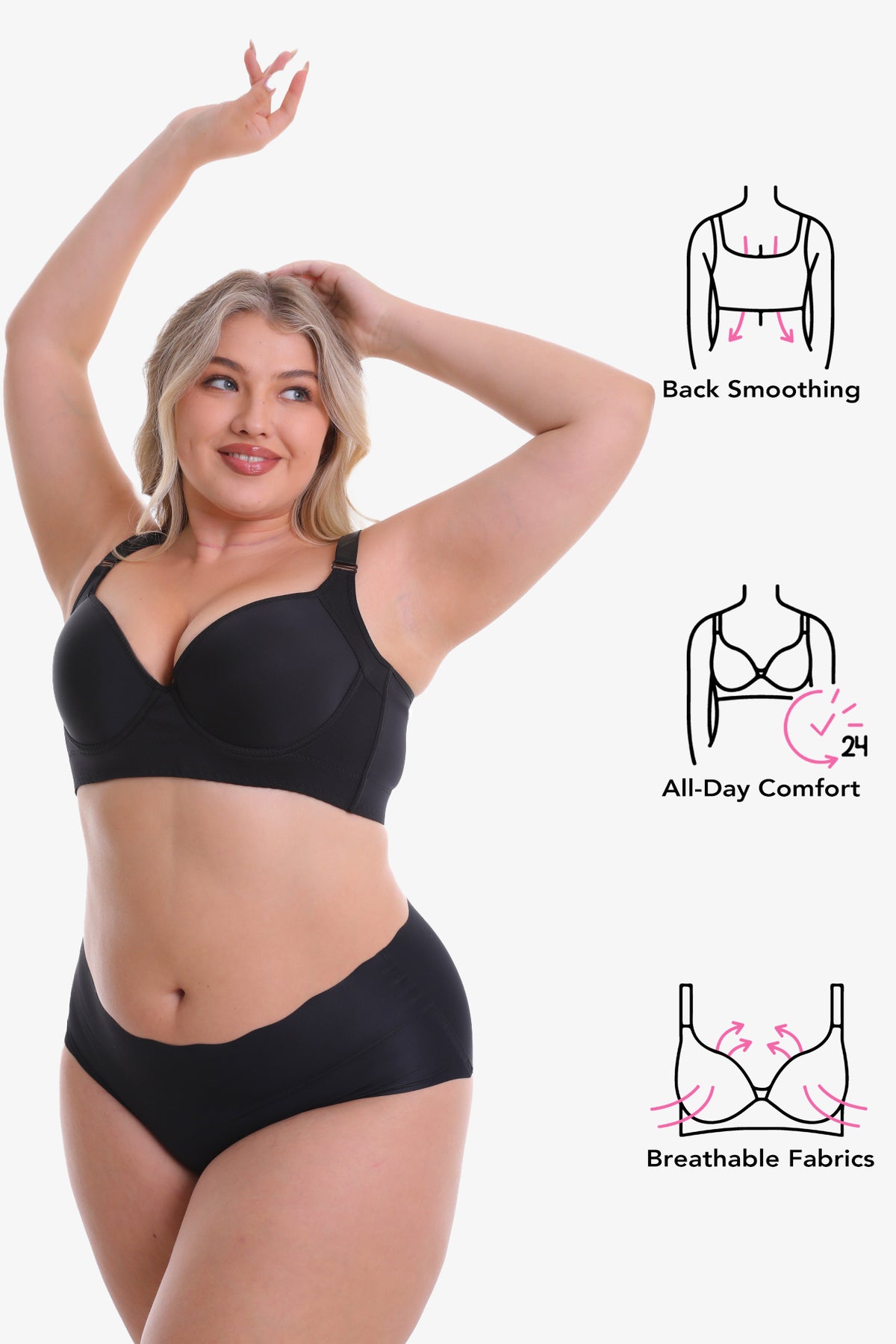 Shapeey wireless shaping bra on model